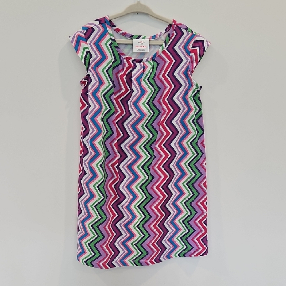 Hanna Andersson Pink and White Sheath Dress Sleeveless Crew Neck Casual